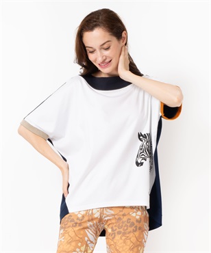 ジラフプリント切替半袖Tシャツ(01ホワイト-40)