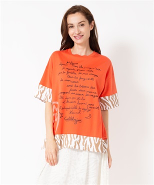 カラフルゼブラPTトリミング半袖Tシャツ(20オレンジ-40)