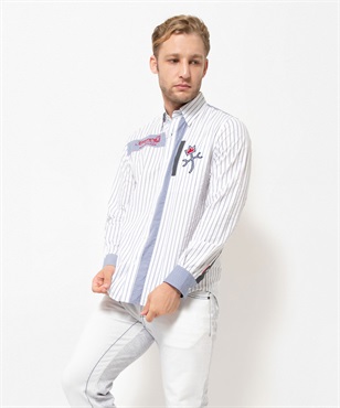 綿サッカー切り替えシャツ(01 ホワイト-46)