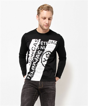60天竺切り替えブルゾン長袖Tシャツ(99 ブラック-46)