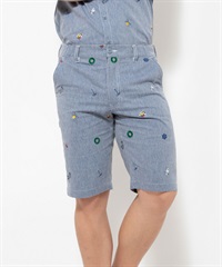 綿ポリストレッチ総柄刺繍ショートパンツ