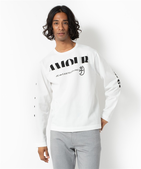 ポリエステルニット長袖Tシャツ(01ホワイト-46)