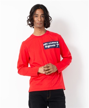 綿50/2天竺長袖Tシャツ(80レッド-46)