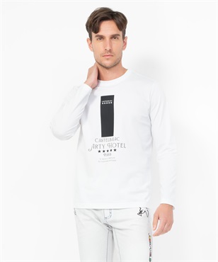 JCCホテル柄50s長袖Tシャツ(01ホワイト-46)