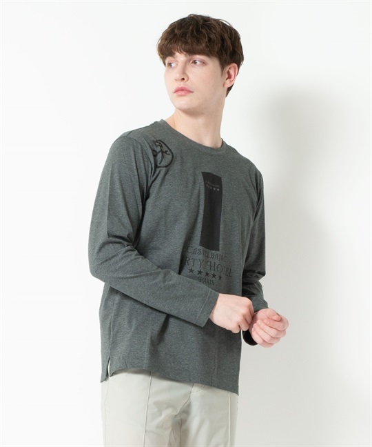 JCCホテル柄50s長袖Tシャツ(97チャコールグレー-46)