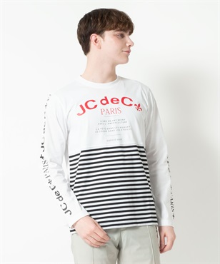 ボーダー使い半袖Tシャツ(01ホワイト-46)