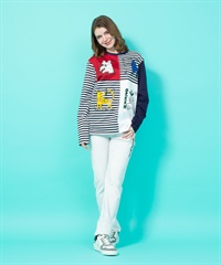 【カプセルコレクション】60/2シルケット天竺アニマル柄長袖Tシャツ