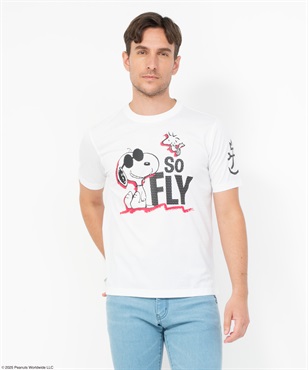 【スヌーピー】60/2天竺半袖Tシャツ(01ホワイト-46)