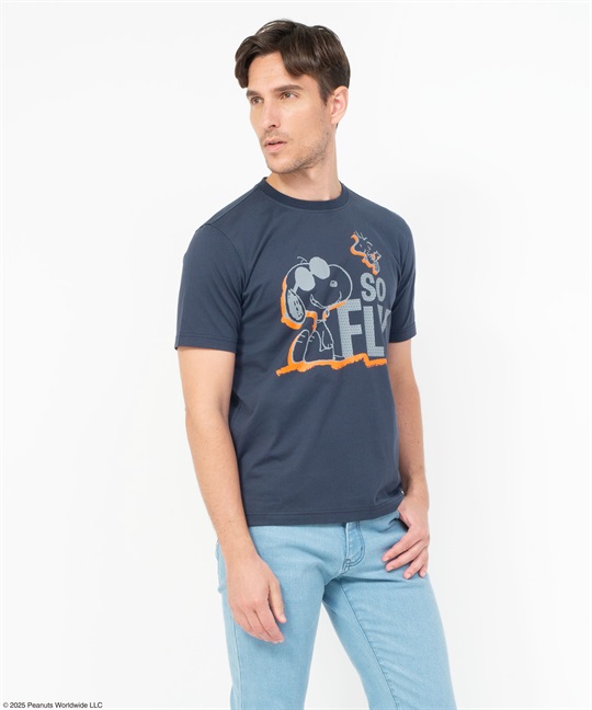 【スヌーピー】60/2天竺半袖Tシャツ(59ネイビー-46)