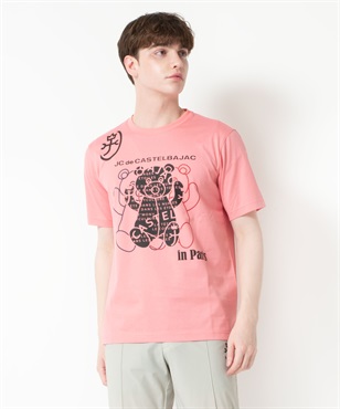 KUMA柄50S半袖Tシャツ(71チェリーピンク-46)