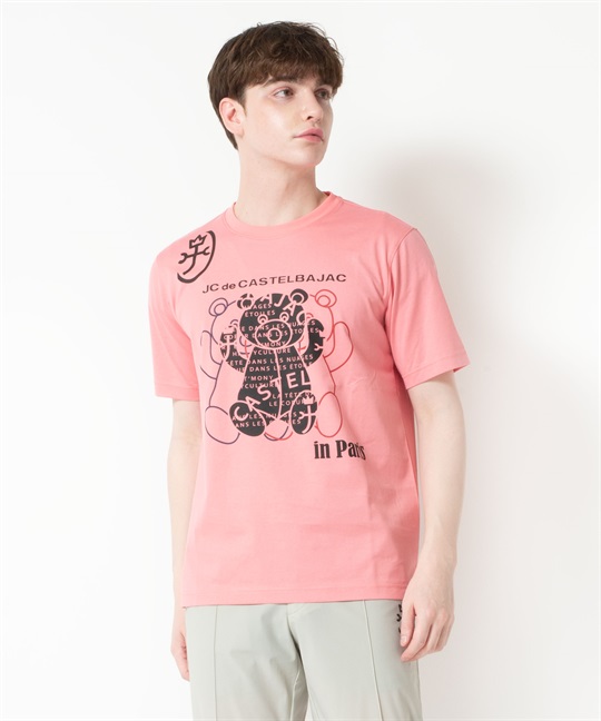 KUMA柄50S半袖Tシャツ(71チェリーピンク-46)