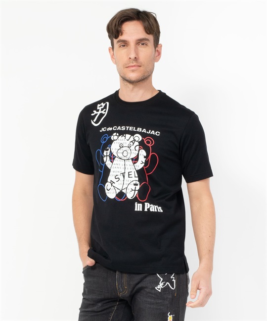 KUMA柄50S半袖Tシャツ(99ブラック-46)