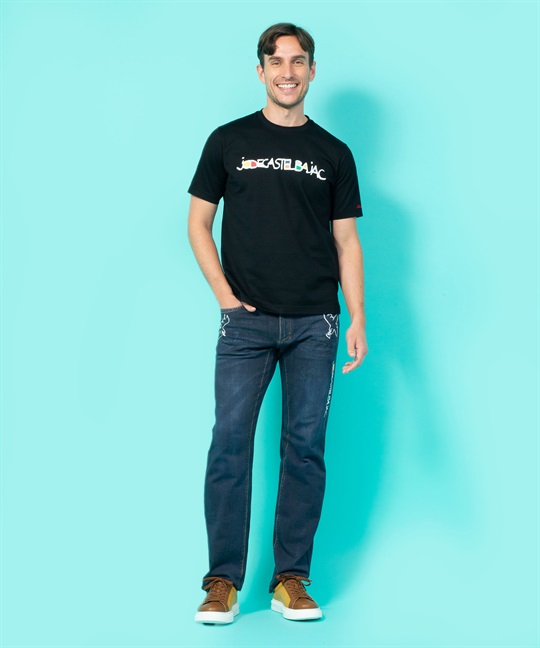 【カプセルコレクション】綿50/2天竺ロゴ柄半袖Tシャツ