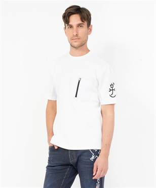 ポリエステルストレッチメッシュ使いBIG半袖Tシャツ(01ホワイト-46)