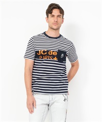 綿ボーダー切替半袖Tシャツ