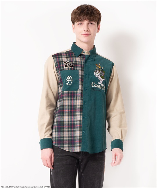 【TOM and JERRY】綿起毛長シャツ(15キャメル-46)