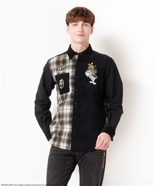 【TOM and JERRY】綿起毛長シャツ(99ブラック-46)