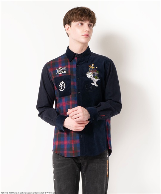 【TOM and JERRY】綿起毛長シャツ(59ネイビー-46)