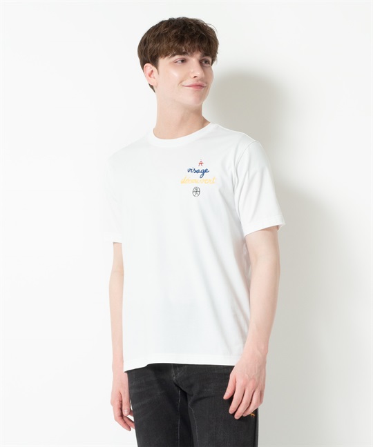 50/2シルケット後身プリント半袖Tシャツ(01ホワイト-44)