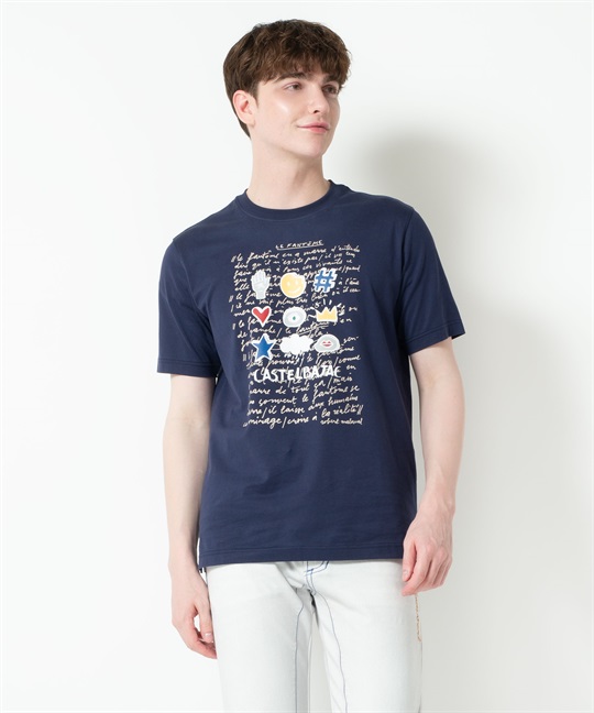 50/2シルケット前身プリント半袖Tシャツ