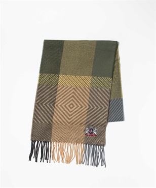 アクリルランダム格子柄マフラー(35マスタード-40)