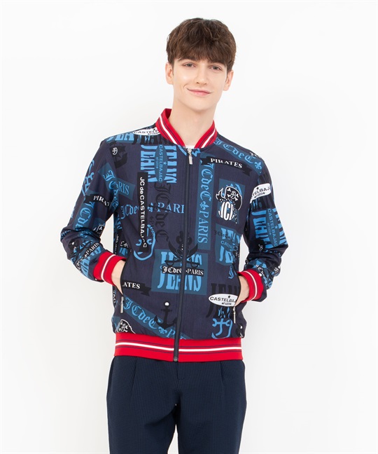 デニム柄昇華転写ブルゾン(59ネイビー-46)