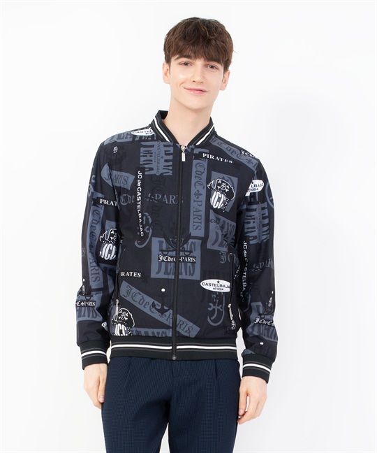 デニム柄昇華転写ブルゾン(97チャコールグレー-46)