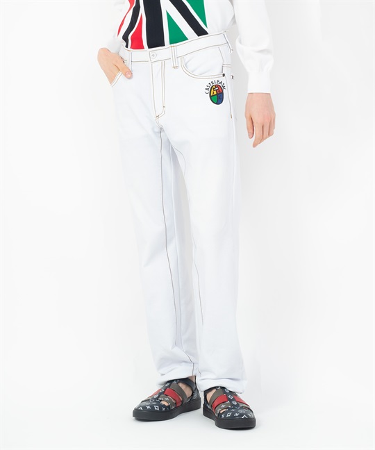 【カプセルコレクション】綿ナイロンユニオンジャック柄インクジェットパンツ(01ホワイト-44)