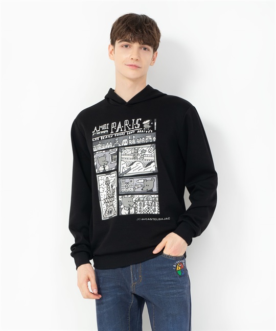 【カプセルコレクション】KUMA柄パーカー(99ブラック-46)