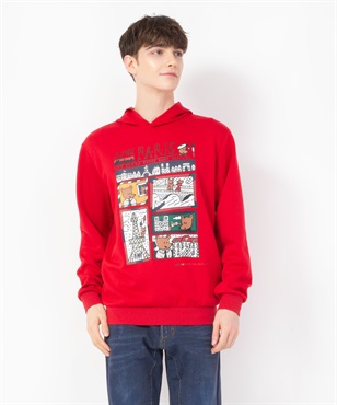 【カプセルコレクション】KUMA柄パーカー(80レッド-46)