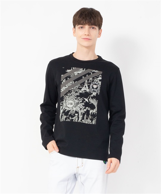 【カプセルコレクション】パリ柄長Tシャツ(99ブラック-46)