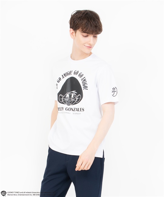 SPEEDY GONZALES柄プリント綿スムース半Tシャツ(01ホワイト-46)