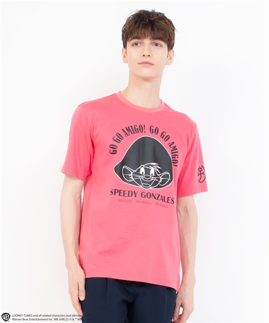 SPEEDY GONZALES柄プリント綿スムース半Tシャツ(70オペラピンク-46)