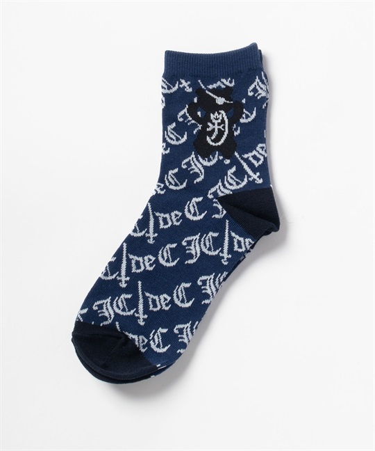 ロゴ総柄JQパイレーツKUMAアンクル丈ソックス(59ネイビー-46)