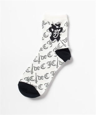 ロゴ総柄JQパイレーツKUMAアンクル丈ソックス