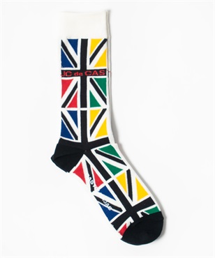 【カプセルコレクション】ユニオンジャック総柄クルー丈ソックス(01ホワイト-46)