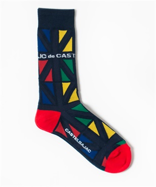 【カプセルコレクション】ユニオンジャック総柄クルー丈ソックス(59ネイビー-46)