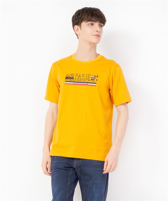 【カプセルコレクション】綿50/2クマ柄半Tシャツ(35マスタード-44)