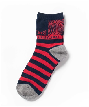 ゼブラ+ボーダーアンクル丈ソックス(59ネイビー-46)