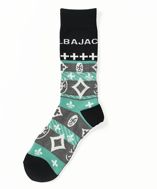 ノルディック風JQクルー丈ソックス(40グリーン-46)