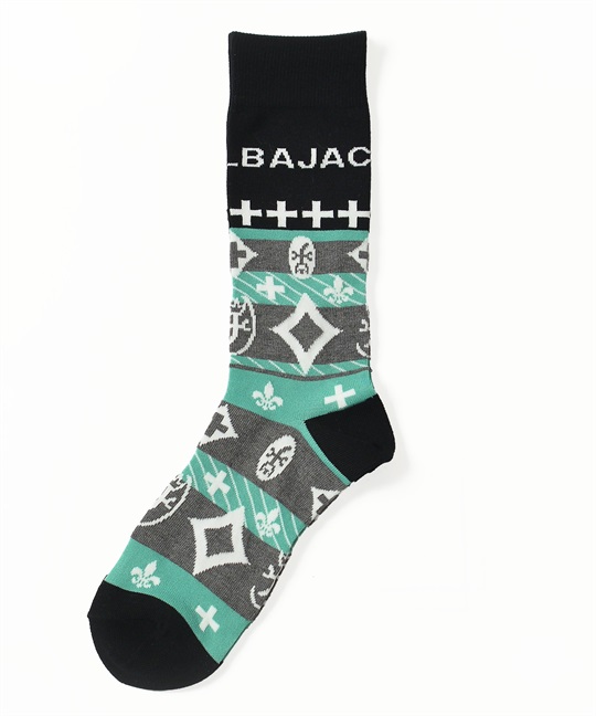 ノルディック風JQクルー丈ソックス(40グリーン-46)