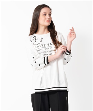 ドット切替７分袖Tシャツ(01ホワイト-40)