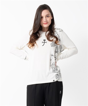 サクラウォームベア天　パリ柄プリント長袖Tシャツ(01ホワイト-40)