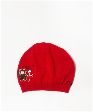 クマAP刺繍いりニットワッチ(80レッド-42)