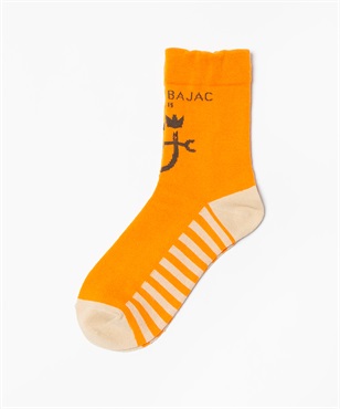 はき口ゆるめクマ＆家紋クルー丈ソックス(20オレンジ-40)