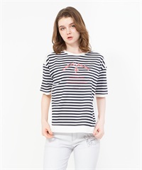 60/2シルケット天竺ボーダー切替半袖Tシャツ