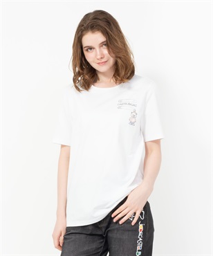 クマラインストーンピン柄半袖Tシャツ(01ホワイト-40)