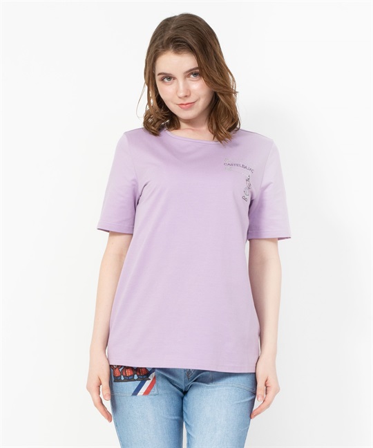 クマラインストーンピン柄半袖Tシャツ