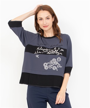 BD切替5分袖プルオーバー(97チャコールグレー-40)