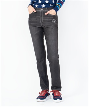 【カプセルコレクション】デニム絵インクジェットPTフル丈パンツ(97チャコールグレー-38)